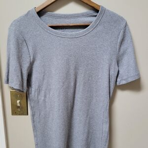 a new day Women's Gray Ribbed Short Sleeve Tee